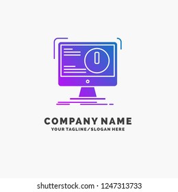 Alert, antivirus, attack, computer, virus Purple Business Logo Template. Place for Tagline.