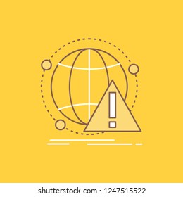 Alert, antivirus, attack, computer, virus Flat Line Filled Icon. Beautiful Logo button over yellow background for UI and UX, website or mobile application