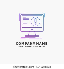 Alert, antivirus, attack, computer, virus Purple Business Logo Template. Place for Tagline