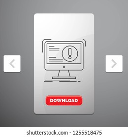 Alert, antivirus, attack, computer, virus Line Icon in Carousal Pagination Slider Design & Red Download Button