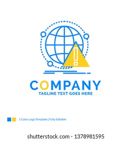 Alert, antivirus, attack, computer, virus Blue Yellow Business Logo template. Creative Design Template Place for Tagline.