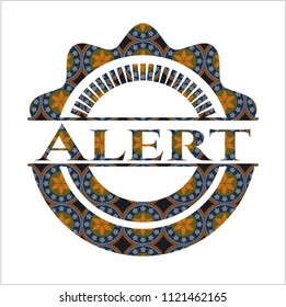 Alert arabesque style emblem. arabic decoration.