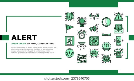 alert attention signal caution landing web page vector. caution danger, message hazard, risk error, safety security, mark exclamation alert attention signal caution Illustration