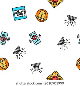 alert attention signal caution vector seamless pattern thin line illustration