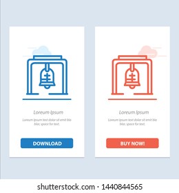 Alert, Bell, Christmas Bell, Church Bell  Blue and Red Download and Buy Now web Widget Card Template