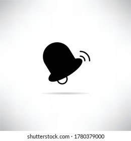alert bell icon with shadow on gray background vector
