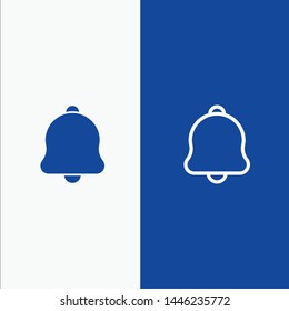 Alert, Bell, Notification, Sound Line and Glyph Solid icon Blue banner Line and Glyph Solid icon Blue banner