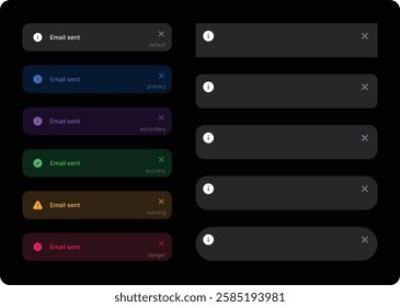 Alert box ui icons set. Collection of modern flat style notification windows displaying different alerts for user interface. Coloured error and default states