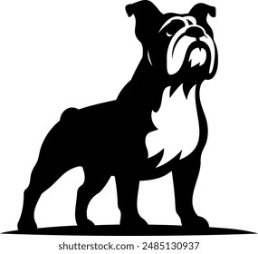 Alert bulldog silhouette vector art illustration