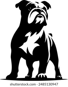 Alert bulldog silhouette vector art illustration