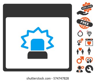 Alert Calendar Page icon with bonus marriage symbols. Vector illustration style is flat iconic elements for web design, app user interfaces.