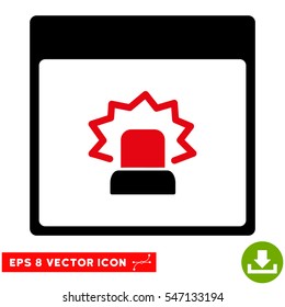 Alert Calendar Page icon. Vector EPS illustration style is flat iconic bicolor symbol, intensive red and black colors.