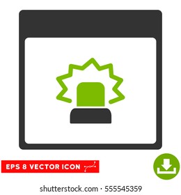 Alert Calendar Page icon. Vector EPS illustration style is flat iconic bicolor symbol, eco green and gray colors.
