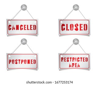 Alert cancelled red label set isolated on a white background