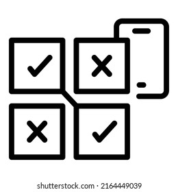 Alert choice icon outline vector. Interview survey. Text quiz