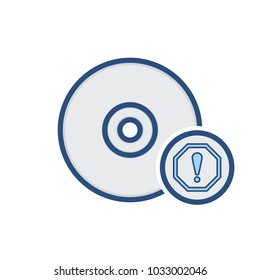 Alert compact disk drive storage icon. Vector illustration