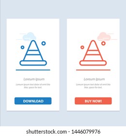 Alert, Cone, Construction, Road  Blue and Red Download and Buy Now web Widget Card Template