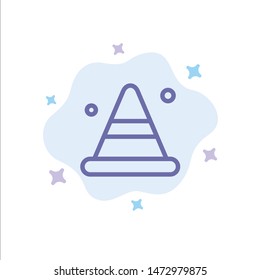 Alert, Cone, Construction, Road Blue Icon on Abstract Cloud Background