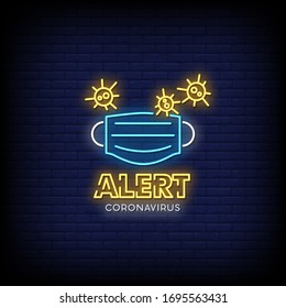 Alert Corona Virus Neon Signs Style Text Vector