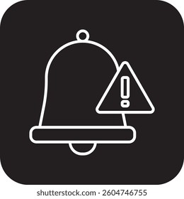 Alert Crisis management icon with black filled line style. message, attention, alarm, caution, reminder, bell, security. Vector illustration