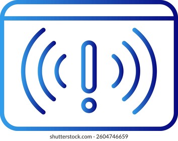 Alert crisis management icon with blue gradient outline style. dangerous, problem, flat, traffic, background, triangle, road. Vector Illustration