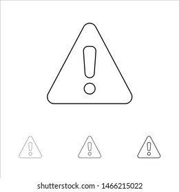 Alert, Danger, Warning, Sign Bold and thin black line icon set. Vector Icon Template background