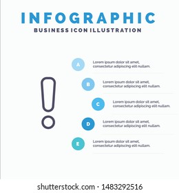 Alert, Danger, Warning, Sign Line icon with 5 steps presentation infographics Background