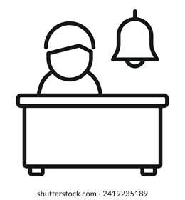 Alert desktop work icon outline vector. Asleep worker. Business office desk