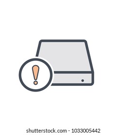 Alert disk drive hard storage icon. Vector illustration