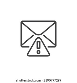 Alert email line icon. linear style sign for mobile concept and web design. Spam email outline vector icon. Symbol, logo illustration. Vector graphics