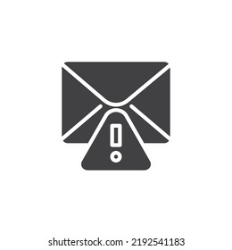 Icono de vector de correo electrónico de alerta. signo plano relleno para concepto móvil y diseño web. Icono de correo no deseado. Símbolo, ilustración del logotipo. Gráficos vectoriales