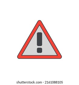 Alert, exclamation, warning icon in color, isolated on white background 
