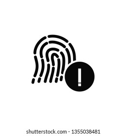 Alert, fingerprint, touch id, warning, icon. Element of security for mobile concept and web apps illustration. Thin flat icon for website design and development, app. Vector icon