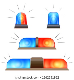 Alert flasher icon set. Cartoon set of alert flasher vector icons for web design