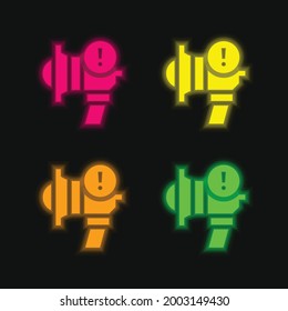 Alert four color glowing neon vector icon