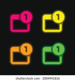 Alert four color glowing neon vector icon