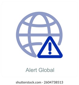 Alert Global and globe icon concept