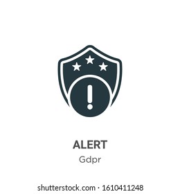 Alert glyph icon vector on white background. Flat vector alert icon symbol sign from modern gdpr collection for mobile concept and web apps design.