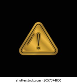 Alert gold plated metalic icon or logo vector
