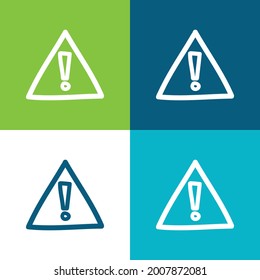 Señal de dibujo a mano de alerta Plano de cuatro colores conjunto de iconos mínimo
