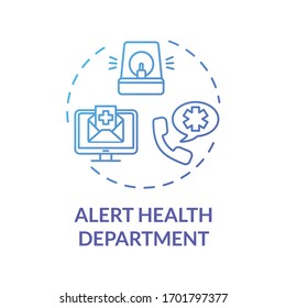 Alert Health Department Blue Concept Icon. Warn Hospital. Health Care Precaution. Call Emergency Center. Quarantine Idea Thin Line Illustration. Vector Isolated Outline RGB Color Drawing