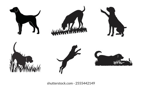 Alert Hunter Silhouette Dog Set