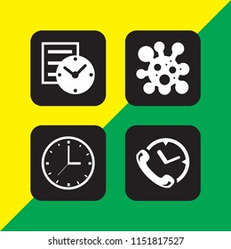 alert icon. 4 alert set with clock and virus vector icons for web and mobile app