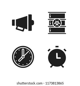 alert icon. 4 alert vector icons set. radioactivity, alarm and megaphone icons for web and design about alert theme