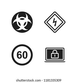 alert icon. 4 alert vector icons set. warning sign, minute countdown and antivirus icons for web and design about alert theme