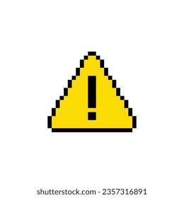 icono de alerta de 8 bits, imagen de píxel de atención de icono peligroso para el logotipo del juego.