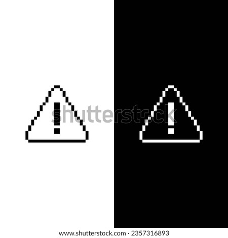 alert  icon 8 bit, pixel art  attention sign dangerous icon  for game  logo.