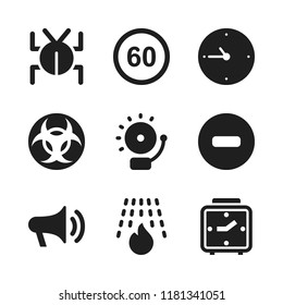 alert icon. 9 alert vector icons set. no entry, alarm and alarm clock icons for web and design about alert theme