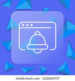 Alert icon. Alarm clock, reminder, calendar, ring, bell, important date,notification, late. Phone concept. Glassmorphism style. Vector line icon for business