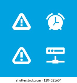 Alert icon. collection of 4 alert filled icons such as alarm, warning. editable alert icons for web and mobile.